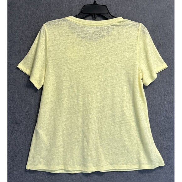 NWT Eileen Fisher 100% Organic Linen Jersey Crew Neck T Shirt Citrus Yellow XXS - Picture 6 of 10